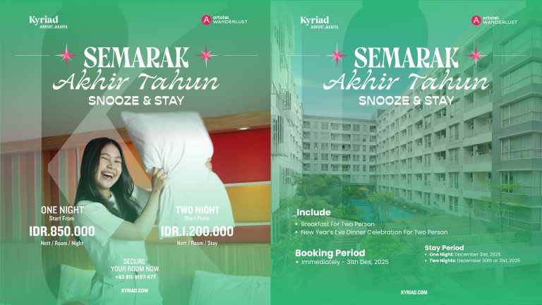 Rayakan Akhir Tahun Lebih Seru! Kyriad Hotel Airport Jakarta Luncurkan Promo“Semarak Akhir Tahun – Snooze & Stay”
